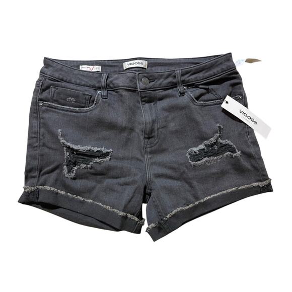 Vigoss Marley Cuff Shorts Distressed Size 31 Mid-Rise Black Short - Picture 3 of 9